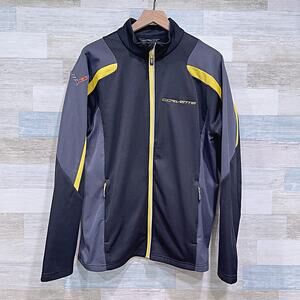 Corvette Performance Racing Jacket Black Yellow Full Zip Fleece Mens Large